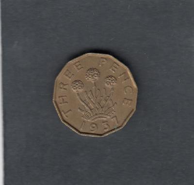 Beschrijving: 3 Pence GEORGIUS VI